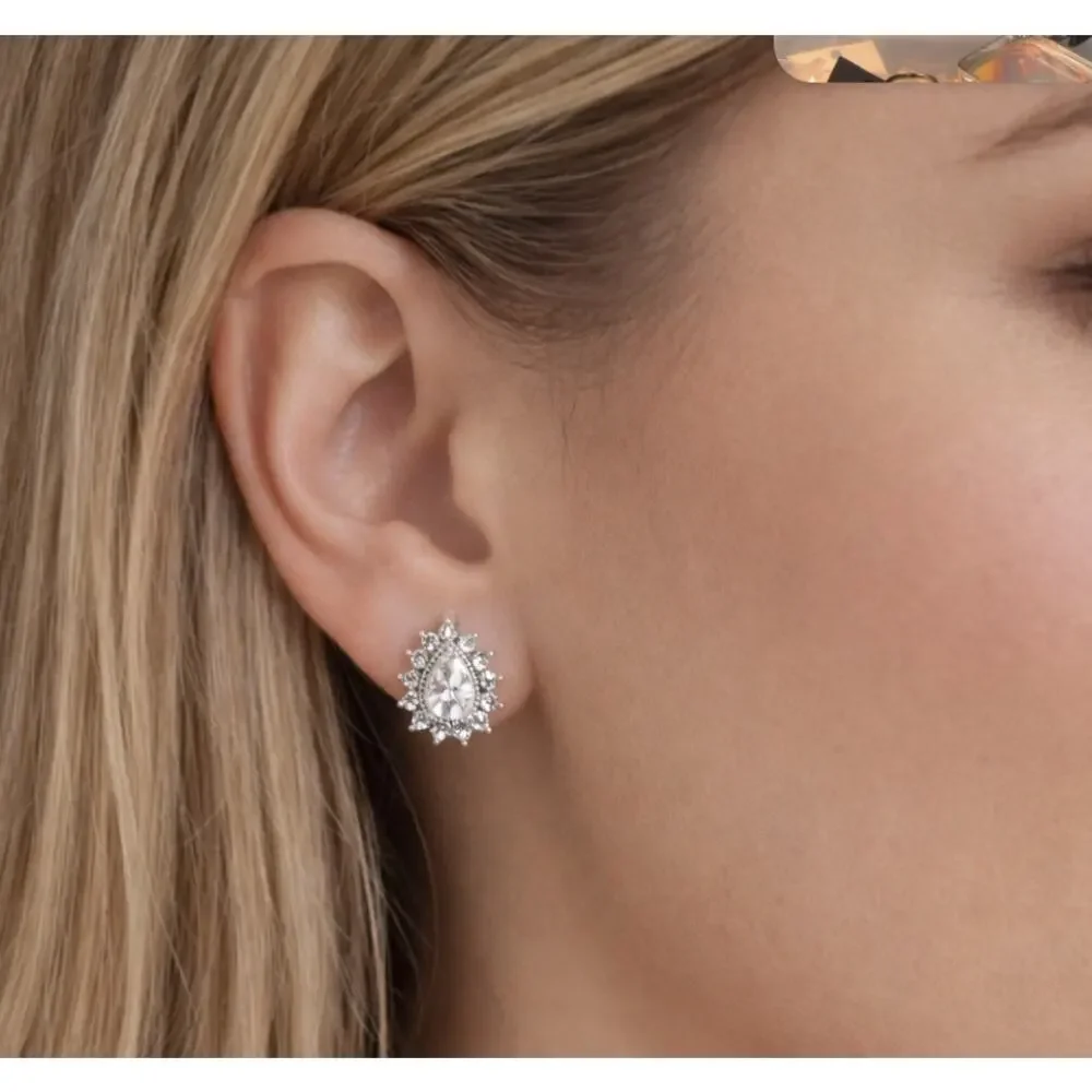 Napier Cubic Zirconia Pear Shaped Studs New